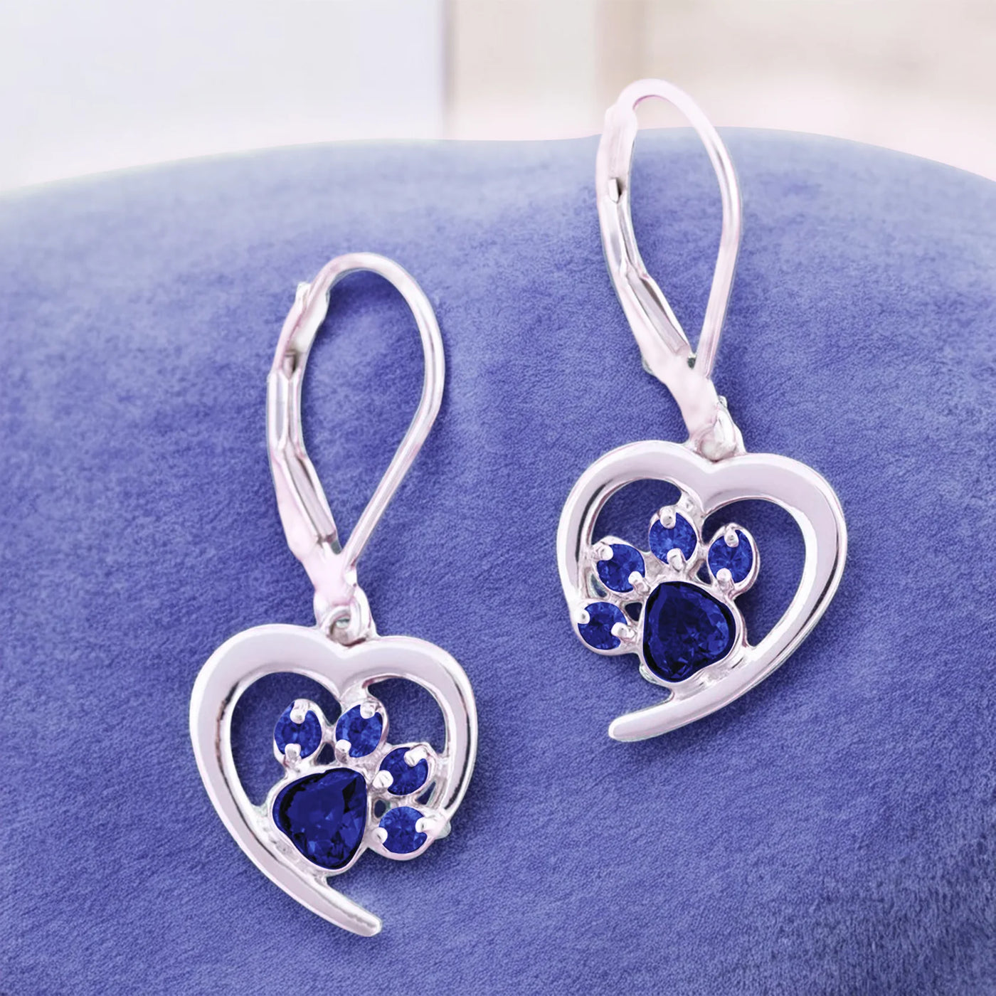 Heart Paw Birthstone Earrings