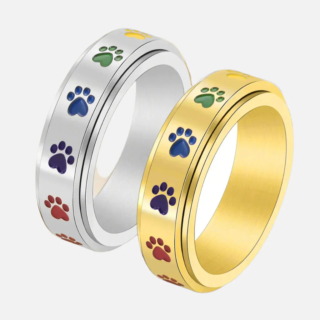 Spinner Colorful Paw Ring
