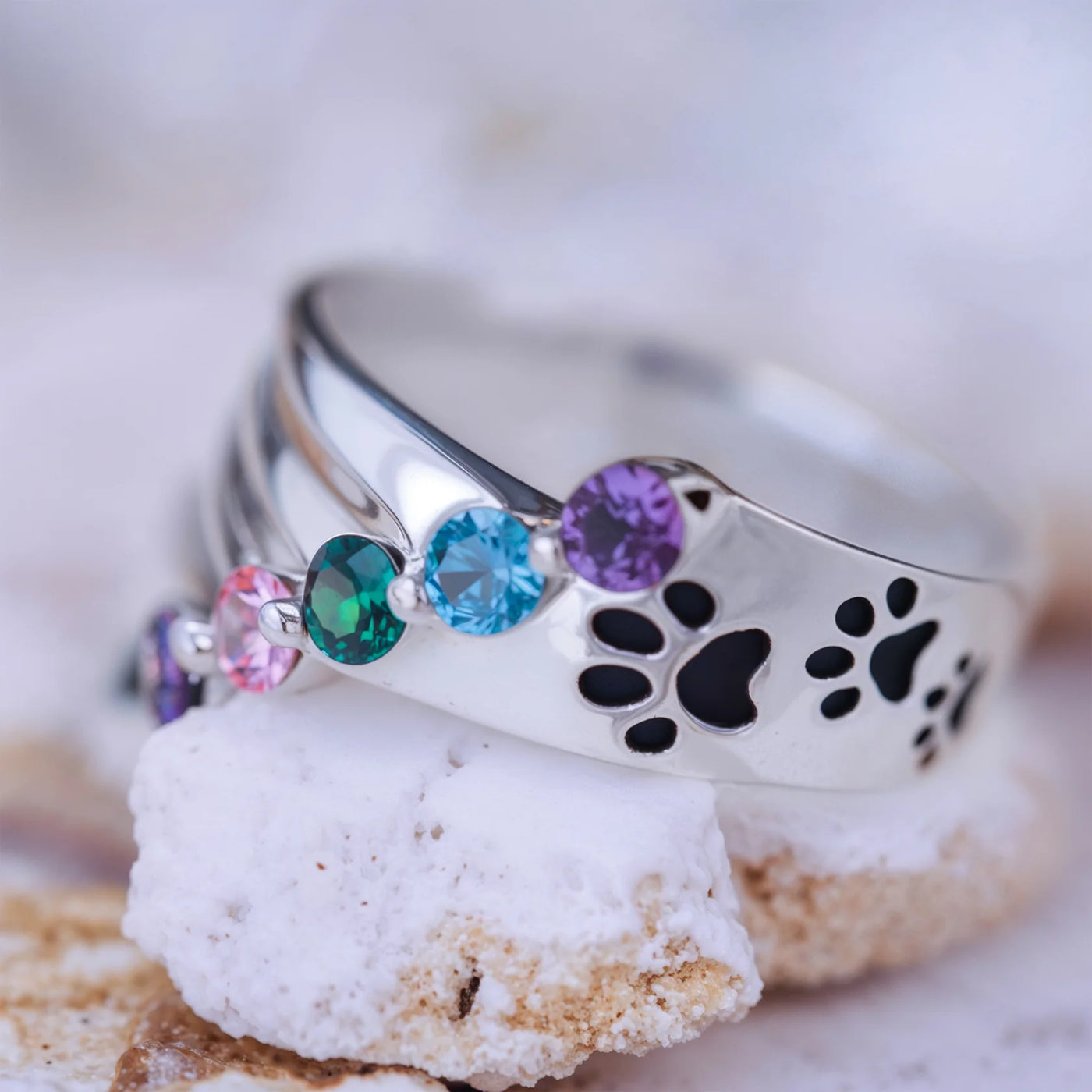 Paw Steps Rainbow Ring