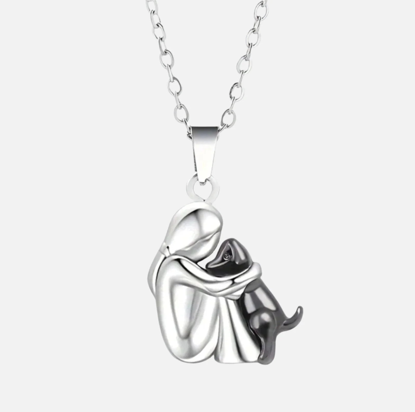 Silver & Gold Hug Dog Necklace