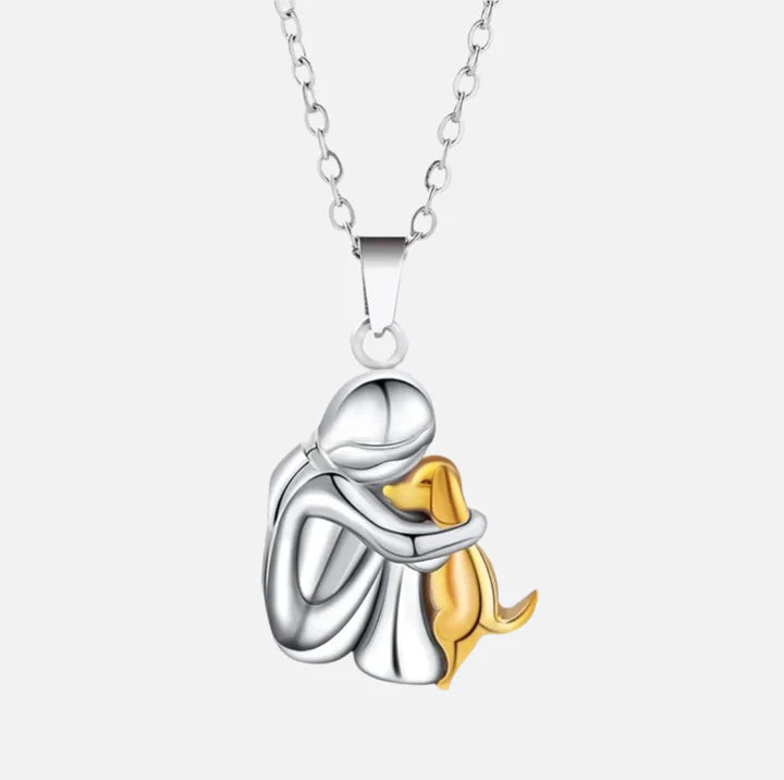 Silver & Gold Hug Dog Necklace