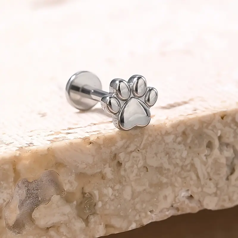Silver Plated Paw Stud Earrings