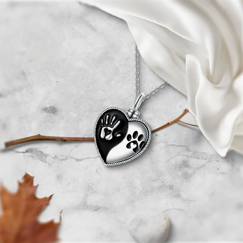 Hand & Paw Love Silvered Necklace