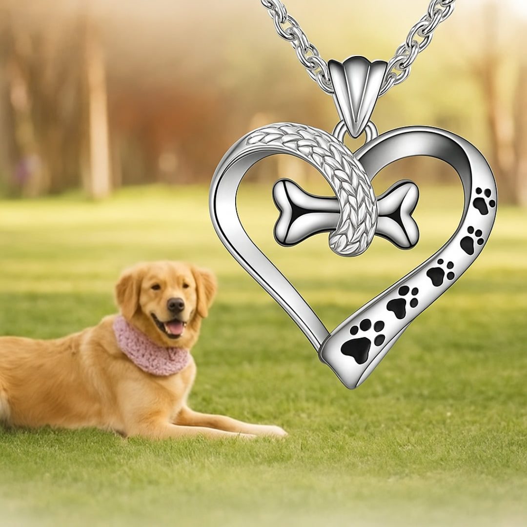 Heart & Dog Bone Necklace
