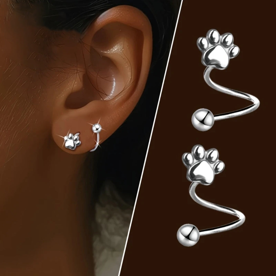 Paw Spiral Earrings