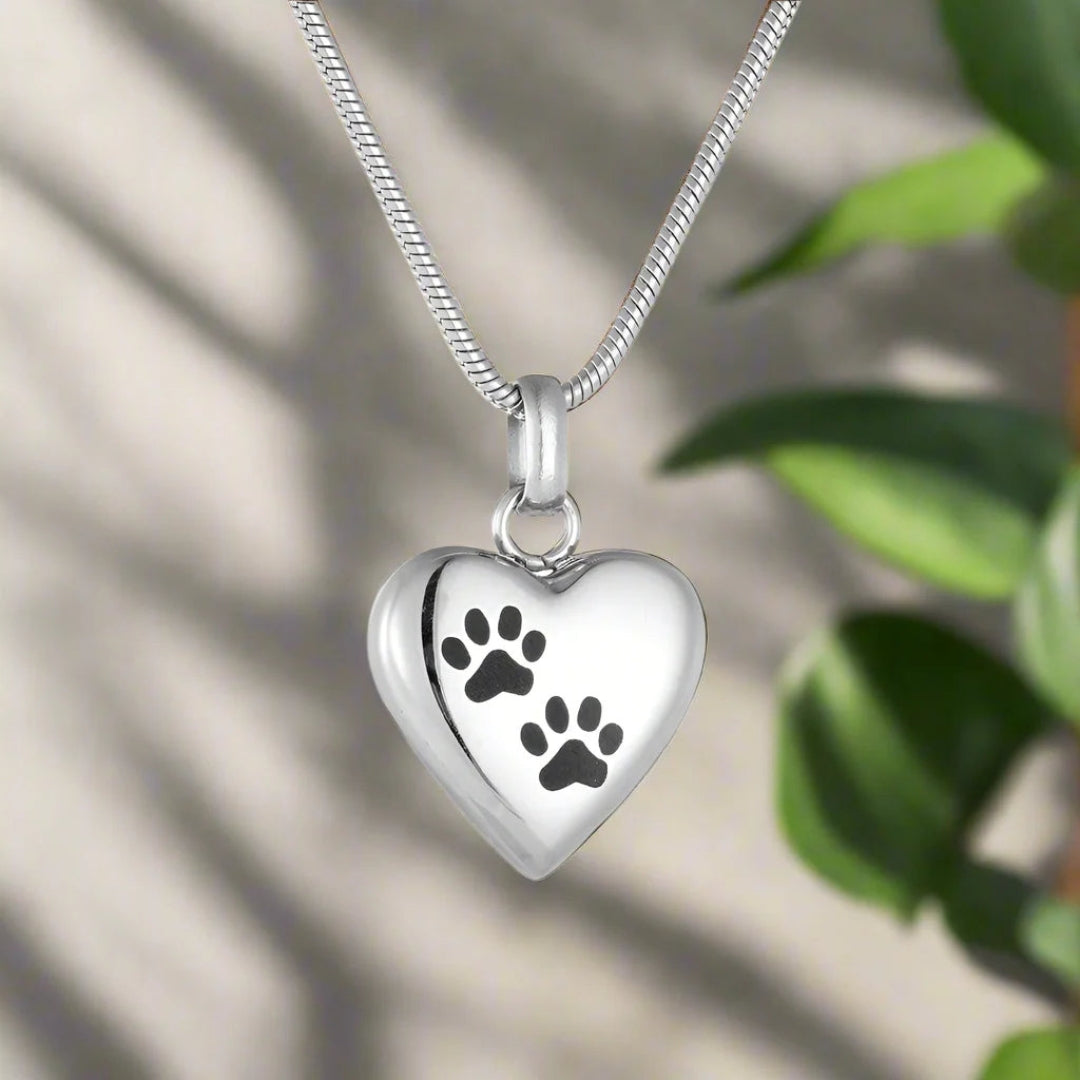 Stamped Paw Heart Necklace