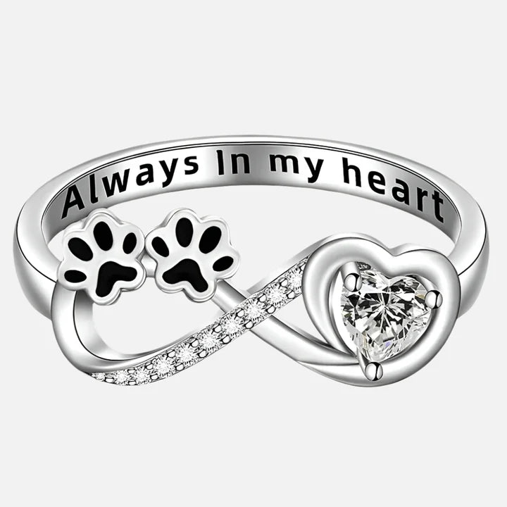'Always in my Heart' Infinity Paw Heart Ring