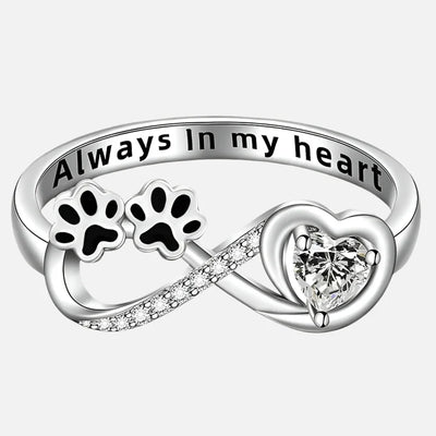 'Always in my Heart' Infinity Paw Heart Ring